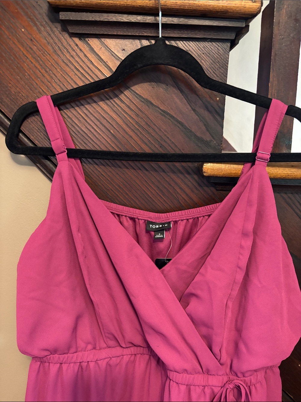 torrid Hot Pink Wrap Romper with Ruffle Detail - Picture 4 of 9